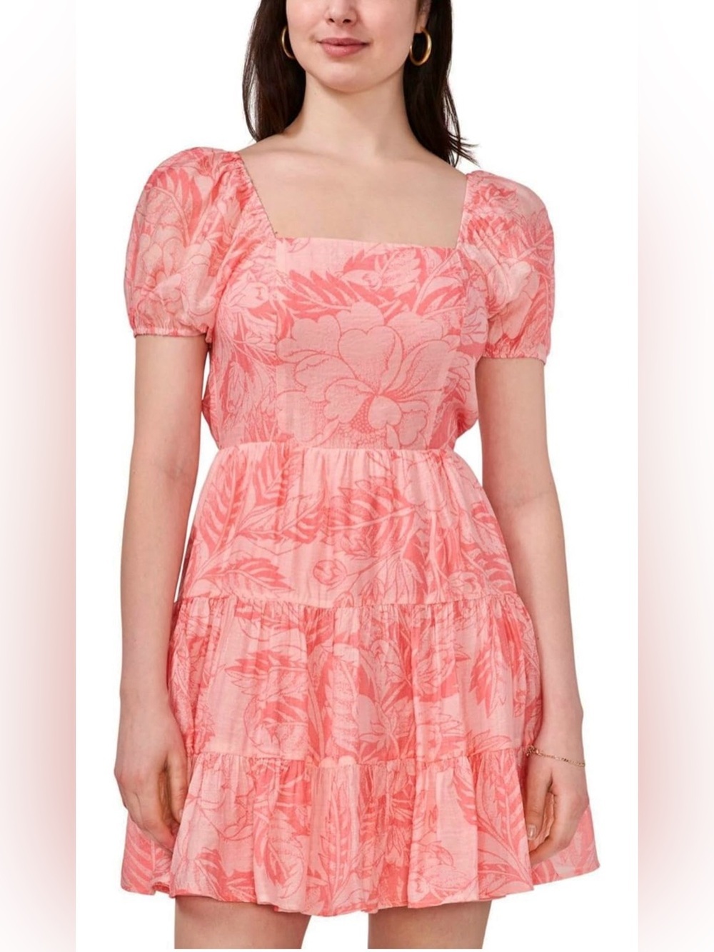 1.State Women's Floral Puff-Sleeve Fit & Flare Dress